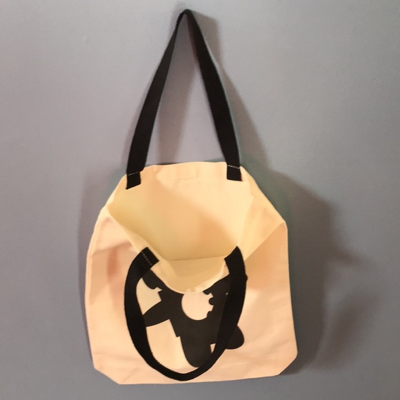 NWOT Not from Mars cream & black heavy duty canvas tote bag, book bag, carry all - Picture 4 of 8